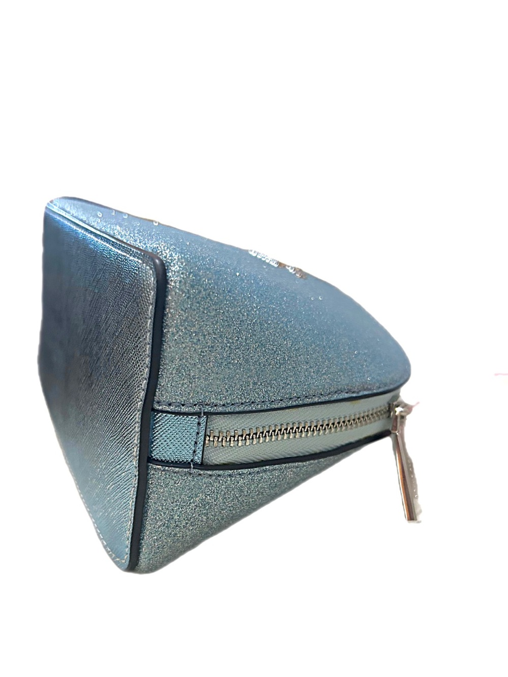 Kate Spade ♠️ Sparkle Cosmetic Bag in Frosty Sky Light Blue - Picture 7 of 11